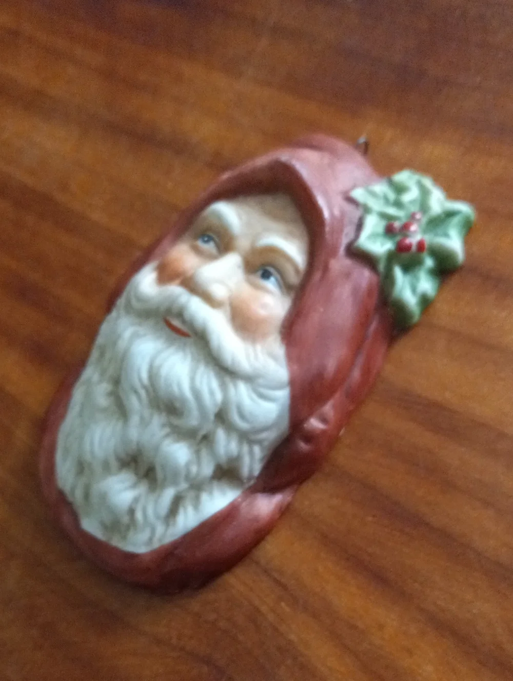 Vintage 1987 Enesco Santa Claus Face Ceramic Christmas Ornament